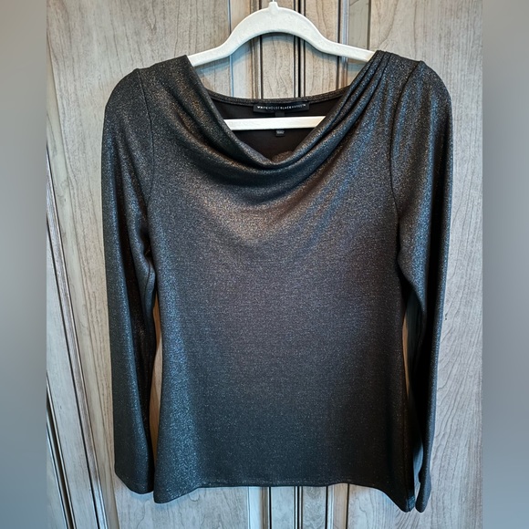 White House Black/Grey Market Long sleeve Sparkle Top Size XS - Picture 1 of 3